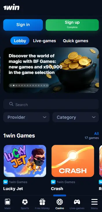 1win official app